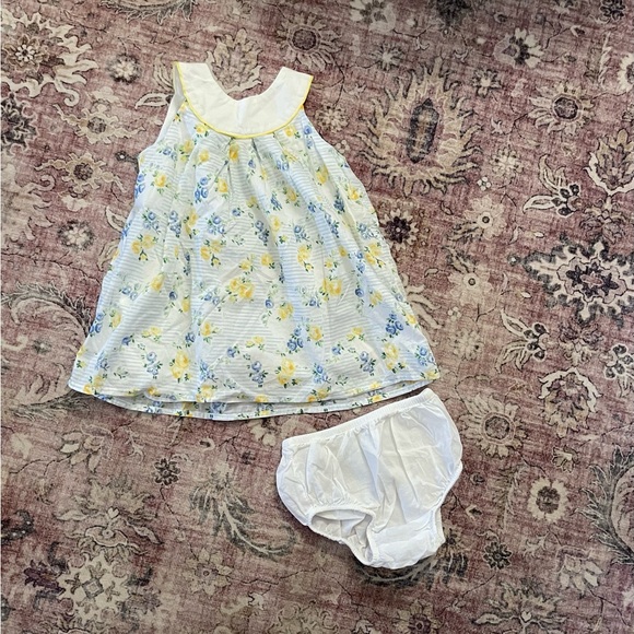 Janie and Jack blue and yellow floral dress w/bloomers - Picture 1 of 3